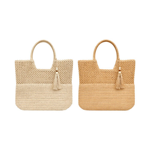 Ψάθινη Πλεκτή Τσάντα Θαλάσσης - Straw Woven Beach Tote Bag
