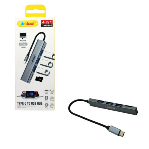 Andowl Αντάπτορας Hub Type-C σε 4 Θύρες USB 3.0 4 in 1 Q-HU806 - Hub Adapter 4 in 1