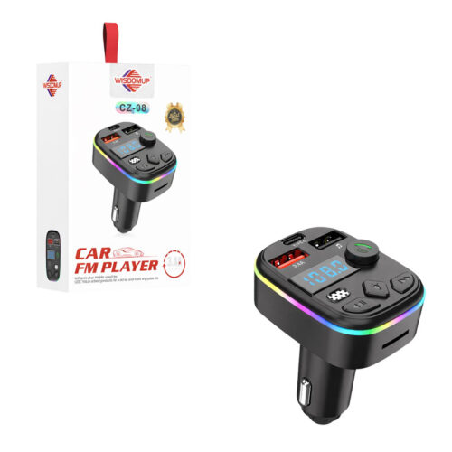 Wisdomup Φορτιστής Αυτοκινήτου με USB και RGB Φωτισμό CZ-08 – Bluetooth Car FM Transmitter with USB and RGB Light