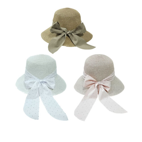 Ψάθινο Καπέλο με Φιόγκο και Λεπτομέρειες 34cm - Straw Hat with Bow