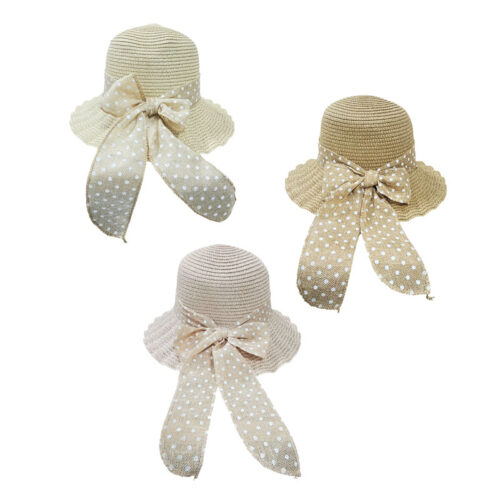 Ψάθινο Καπέλο με Φιόγκο και Πουά Κορδέλα 32cm - Straw Hat with Bow