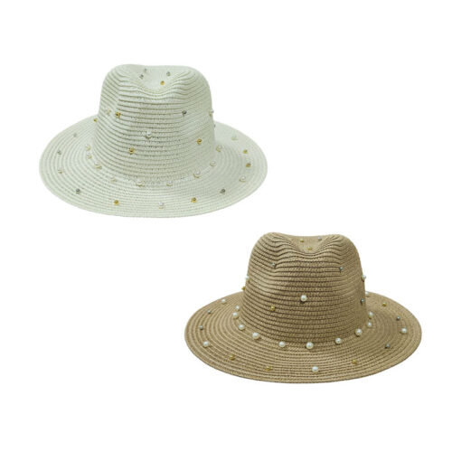 Ψάθινο Καπέλο με Διακοσμητικές Πέρλες  - Straw Hat with Decorative Pearls