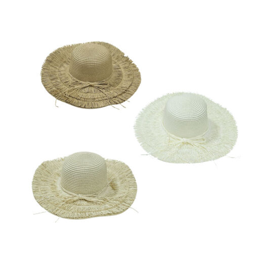 Ψάθινο Καπέλο Παραλίας με Κρόσια 42cm - Straw Beach Hat with Fringes