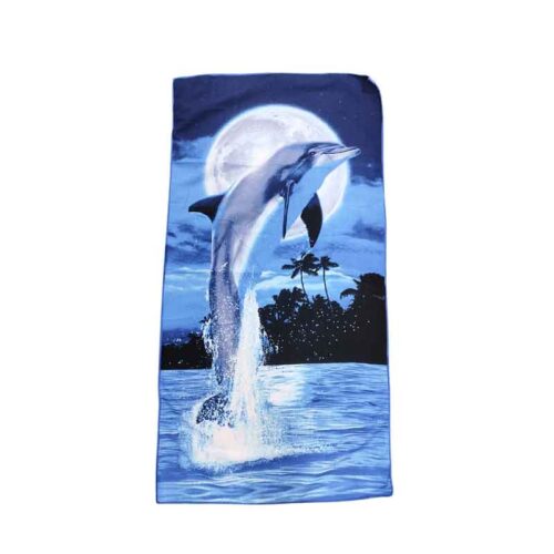 Πετσέτα Θαλάσσης με Δελφίνι και Φεγγάρι 140x70cm - Beach Towel with Dolphin and Moon Design 140x70cm