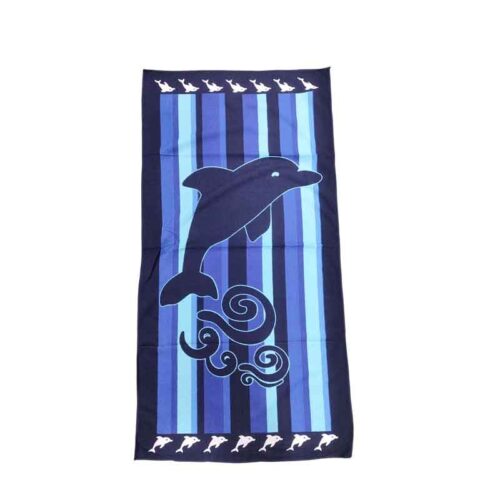 Πετσέτα Θαλάσσης με Δελφίνι και Ριγέ Σχέδιο 140x70cm - Beach Towel with Dolphin and Striped Design 140x70cm