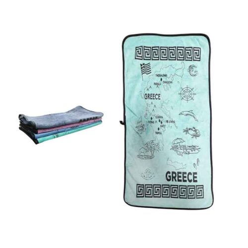 Μικρή Πετσέτα Greece με Χάρτη και Ελληνικά Μοτίβα 80x40cm - Greece Towel with Map and Greek Pattern 80x40cm