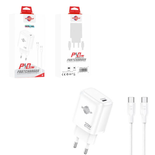 Wisdomup Φορτιστής Κινητού USB-C με Καλώδιο Type-C σε Type-C 20W OCD-33T - Fast Charger with Type-C to Type-C Cable
