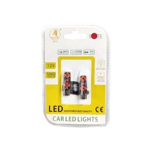 EJC Λάμπες Αυτοκινήτου LED 12V T10-18 2τμχ Κόκκινο -  Car LED Lights  RED