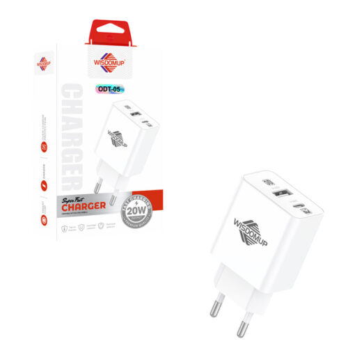 Wisdomup Φορτιστής 20W USB & Type C Διπλής Θύρας Ταχείας Φόρτισης ODT-05 – 20W Dual Port USB & Type C Fast Charger