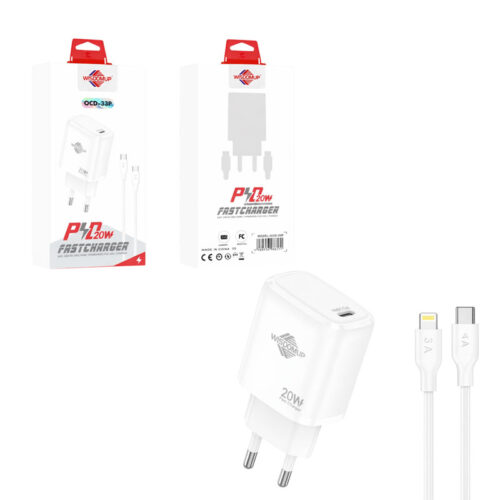 Wisdomup Φορτιστής Κινητού USB-C με Καλώδιο Lightning σε Type-C 20W OCD-33P - Fast Charger with Lightning to Type-C Cable
