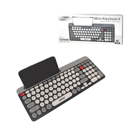 Andowl Ασύρματο Mini Πληκτρολόγιο με Βάση για Tablet και Smartphone QK8066 - Wireless Mini Keyboard with Stand for Tablet and Smartphone