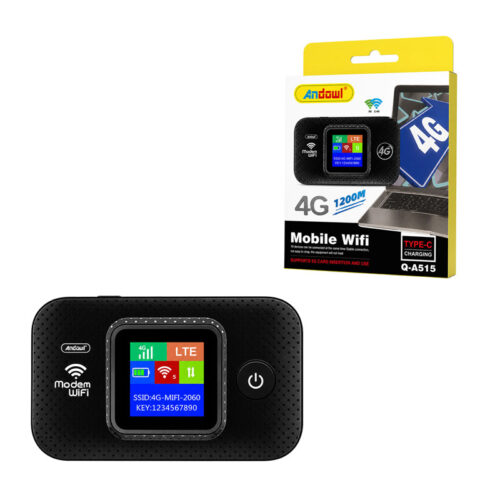 Andowl Φορητό Router WiFi 4G LTE με Οθόνη και Υποστήριξη SIM Q-A515 - Portable 4G LTE WiFi Router with Display and SIM Support