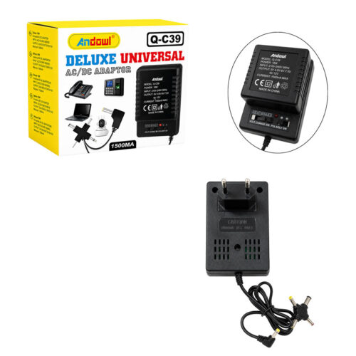 Andowl Ρυθμιζόμενο Τροφοδοτικό AC/DC Universal 1500mA με Εναλλάξιμα Βύσματα Q-C39 - Adjustable Universal AC/DC Power Adapter